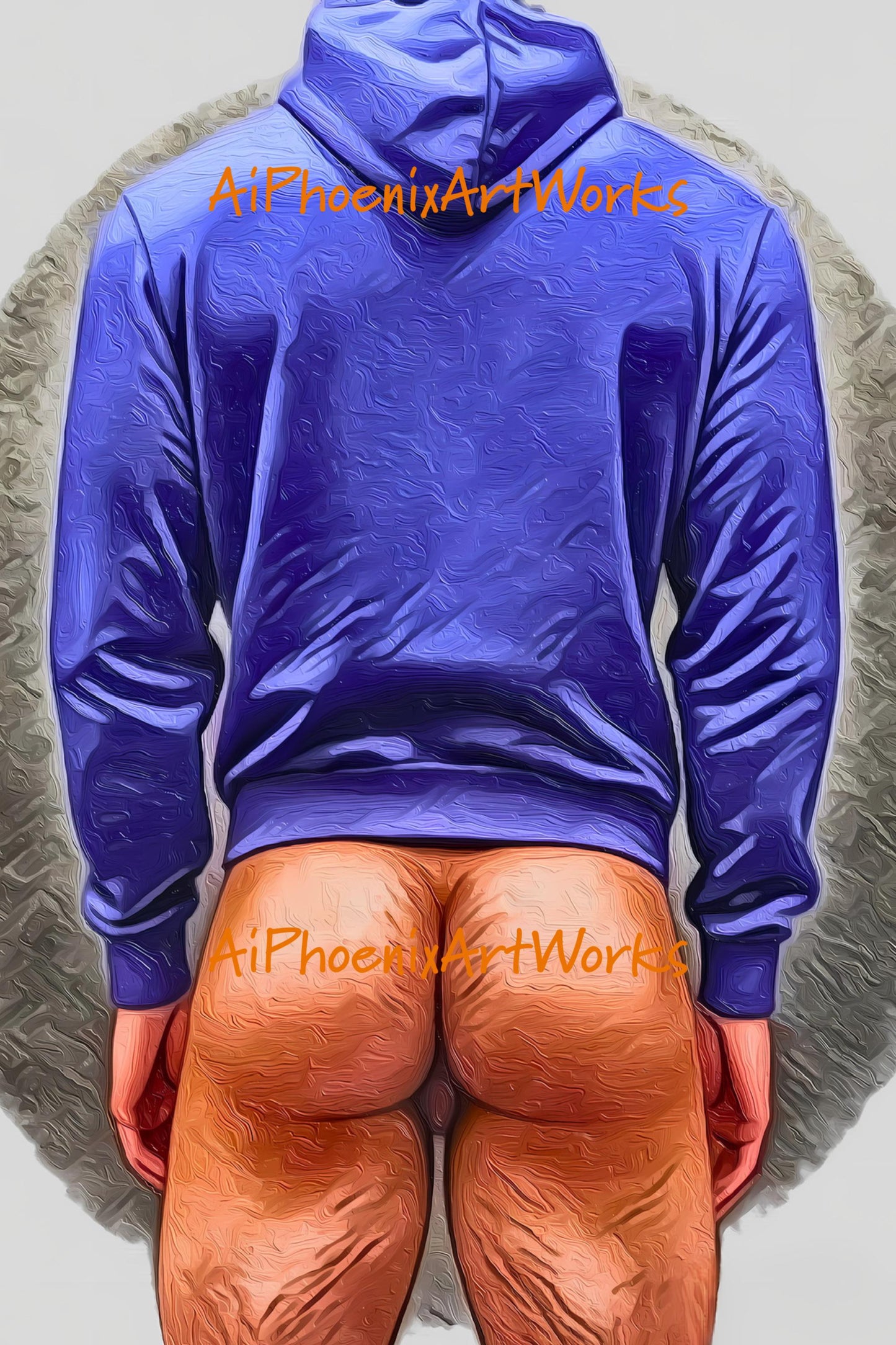 Bold & Blue Hoodie Guy | Male Figure Digital Painting | Modern Wall Art | Printable PDF Download | AiPhoenixArtWorks