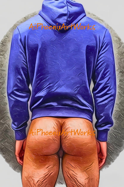 Bold & Blue Hoodie Guy | Male Figure Digital Painting | Modern Wall Art | Printable PDF Download | AiPhoenixArtWorks