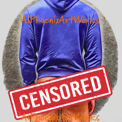 Bold & Blue Hoodie Guy | Male Figure Digital Painting | Modern Wall Art | Printable PDF Download | AiPhoenixArtWorks