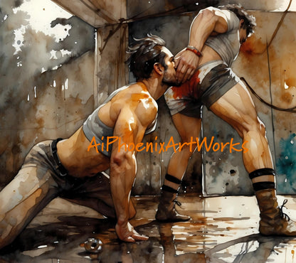 BDSM Digital Art Prints | Bound in Tension Collection | Queer Body Illustration Set | High-Resolution PDF Download | 5 Erotic Artwork Files | Mature Content