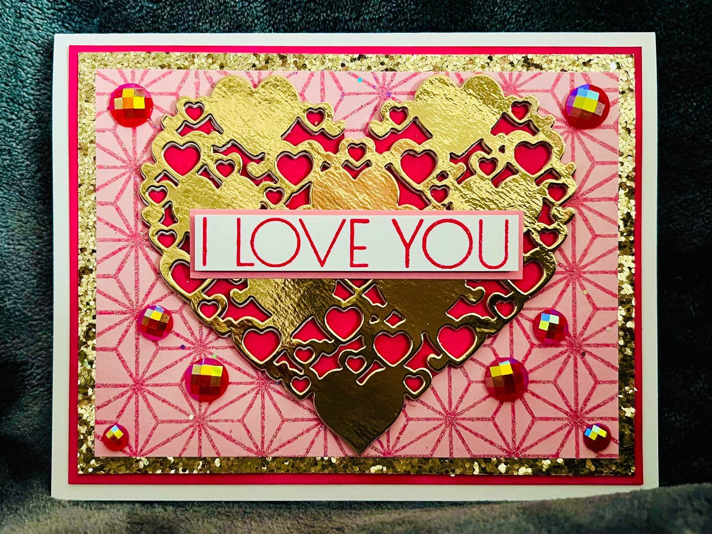 Golden Multi-Heart Love Greeting Card