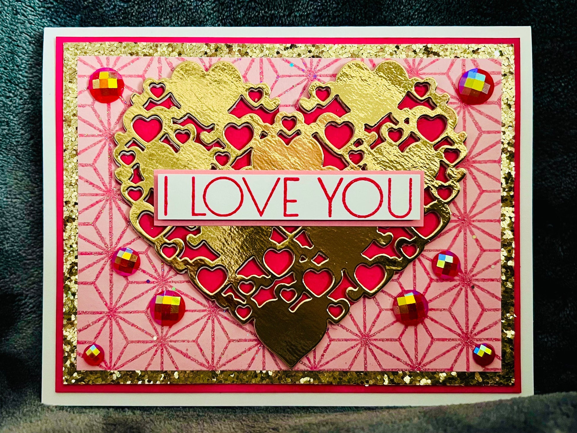 Golden Multi-Heart Love Greeting Card