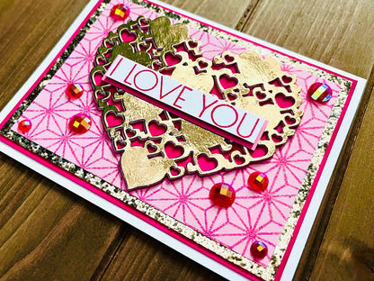 Golden Multi-Heart Love Greeting Card