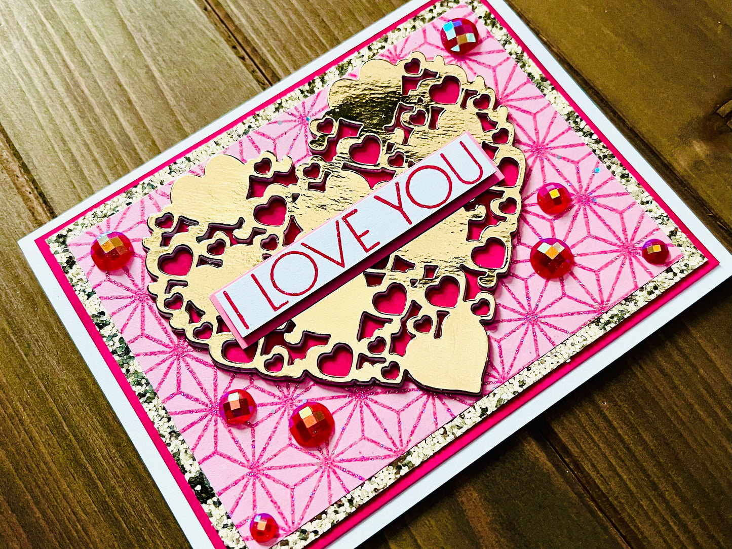 Golden Multi-Heart Love Greeting Card