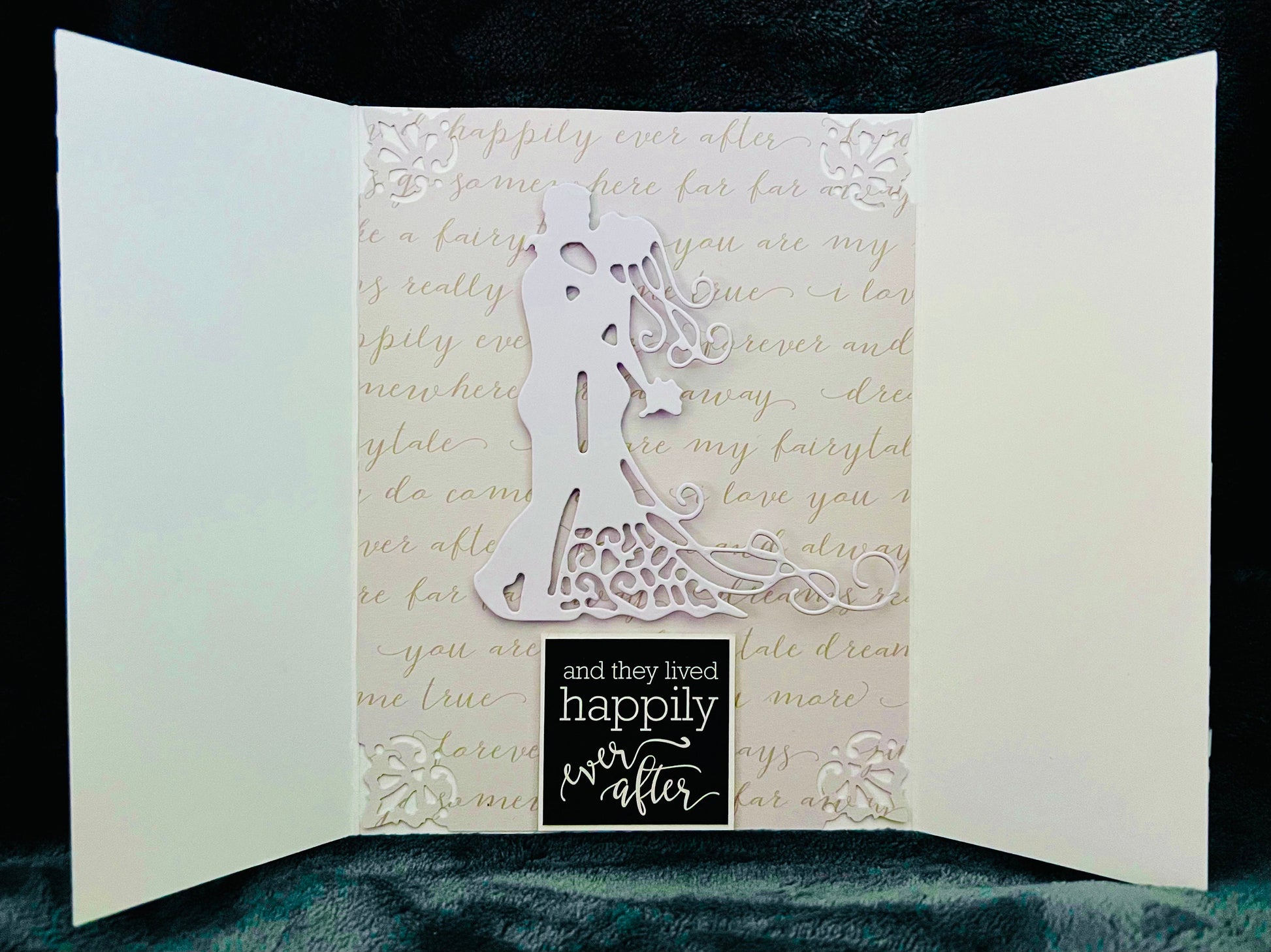 Silver Glitter Rose Wedding Greeting Card