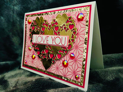 Golden Multi-Heart Love Greeting Card