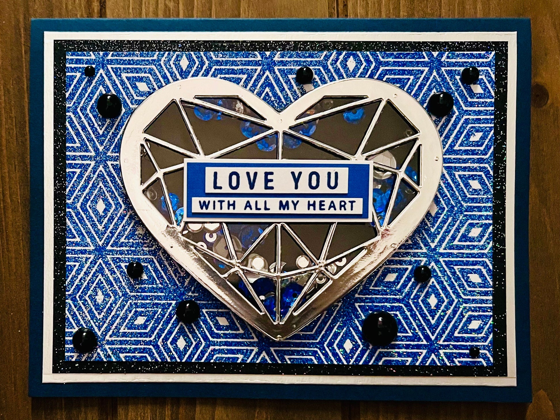 Silver Heart Shaker Love Card