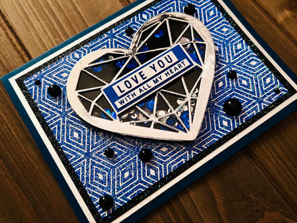 Silver Heart Shaker Love Card