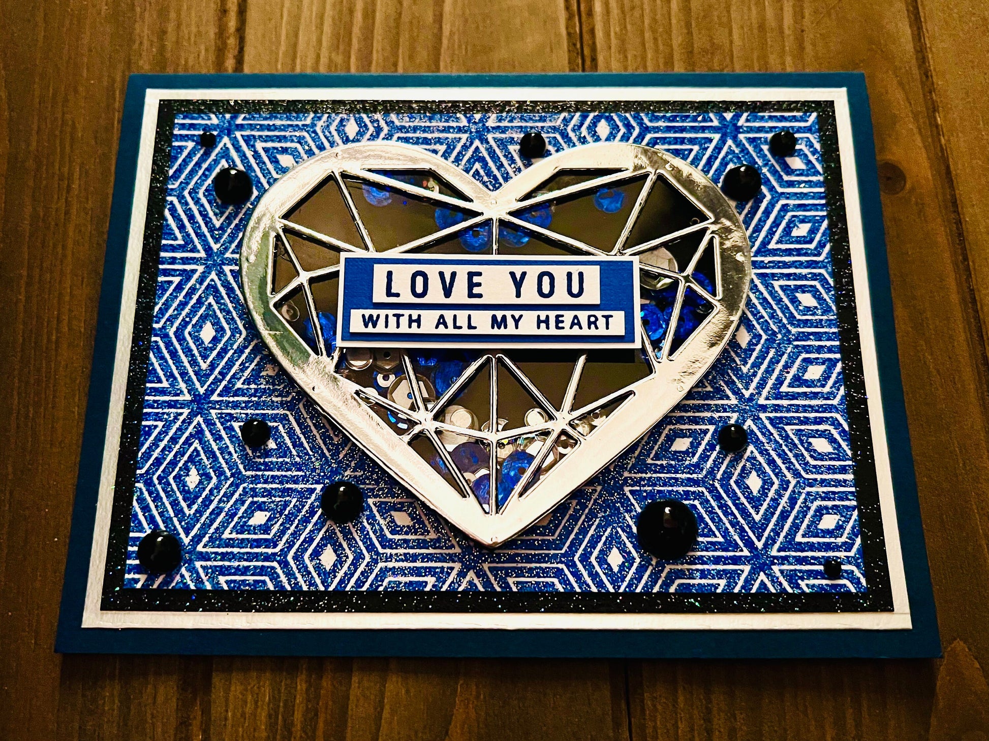 Silver Heart Shaker Love Card