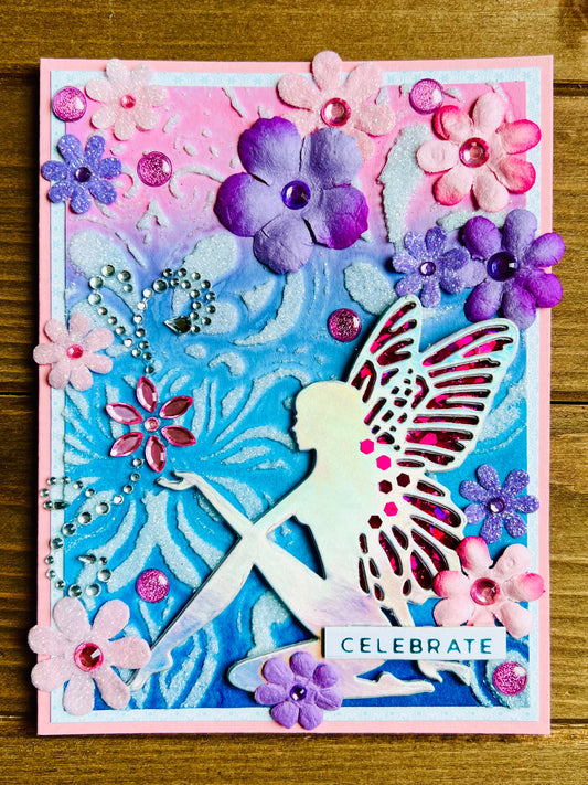 Floral Holographic Fairy Pastel Celebrate Card