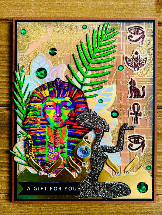 Egyptian Themed Greeting Card - "A Gift For You," Ancient Wonders Design, Unique Cultural Celebration, Perfect for Any Occasion