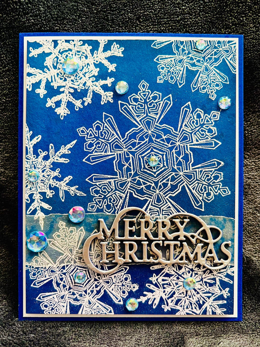 White Embossed Intricate Snowflake Handmade Christmas Card, Elegant Holiday Greeting, Unique Snowflake Design for Festive Winter Wishes