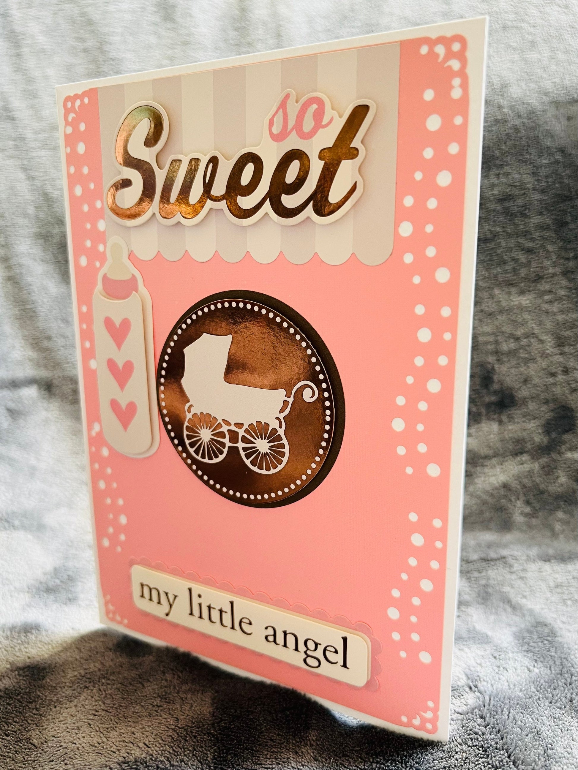 New Baby Girl Carriage Emblem Blank Card