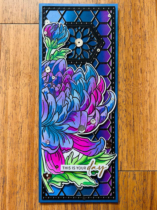 Chrysanthemum Hexagon Grid This Is Your Day Card