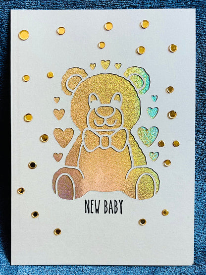 Teddy Bear Cutout Baby Card