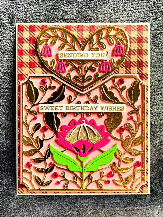 Gold Filigree Heart Pocket Birthday Card