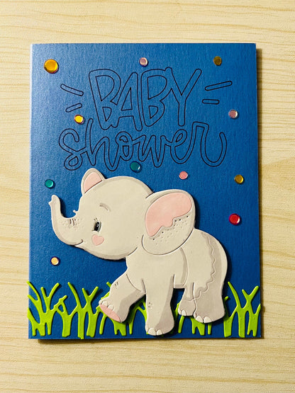 Gray Elephant Baby Shower Card