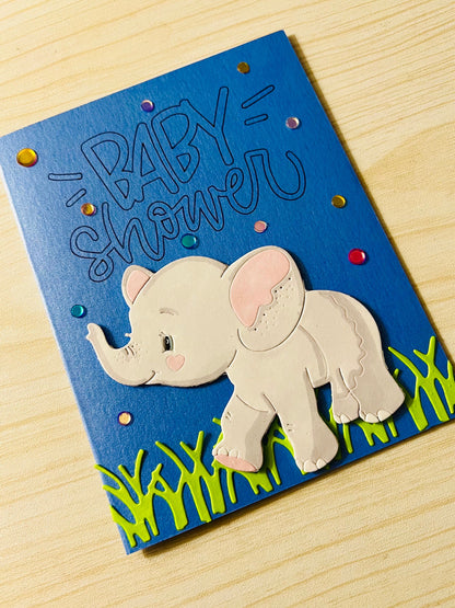 Gray Elephant Baby Shower Card