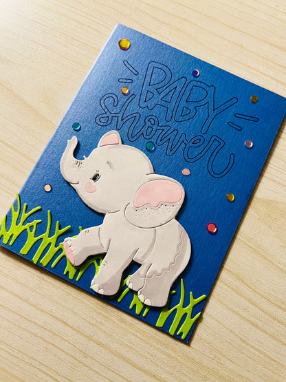 Gray Elephant Baby Shower Card