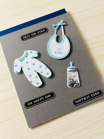 Best Day Ever Baby Bottle Shaker Card for a Boy, Delightful Celebration Greeting for New Parents and Their Little One