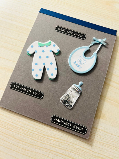 Best Day Ever Baby Bottle Shaker Card for a Boy, Delightful Celebration Greeting for New Parents and Their Little One