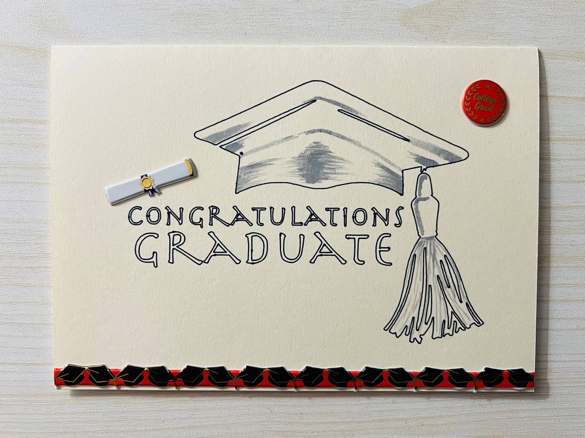 Congratulations Graduate Cap and Diploma Card