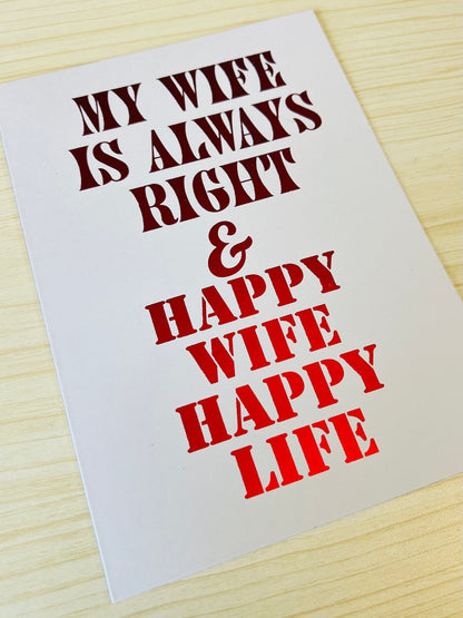 Red Foiled Marriage Words of Wisdom Greeting Card, 5 in x 7 in - A Gleaming Beacon of Guidance for Newlyweds