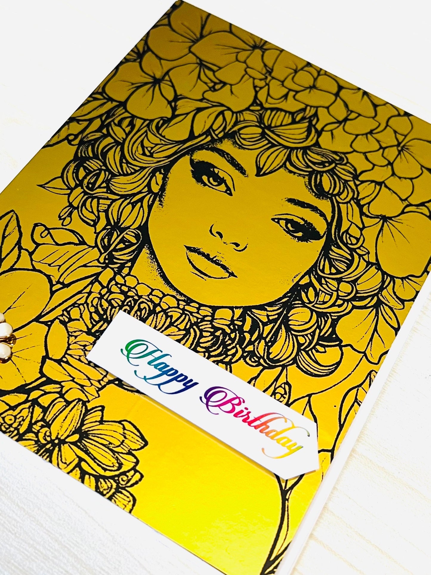 It's a Beautiful Life, Sentiment Greeting Card - Gold Foiled Hydrangea Floral Lady - A Dazzling Homage to Life's Floral Beauty