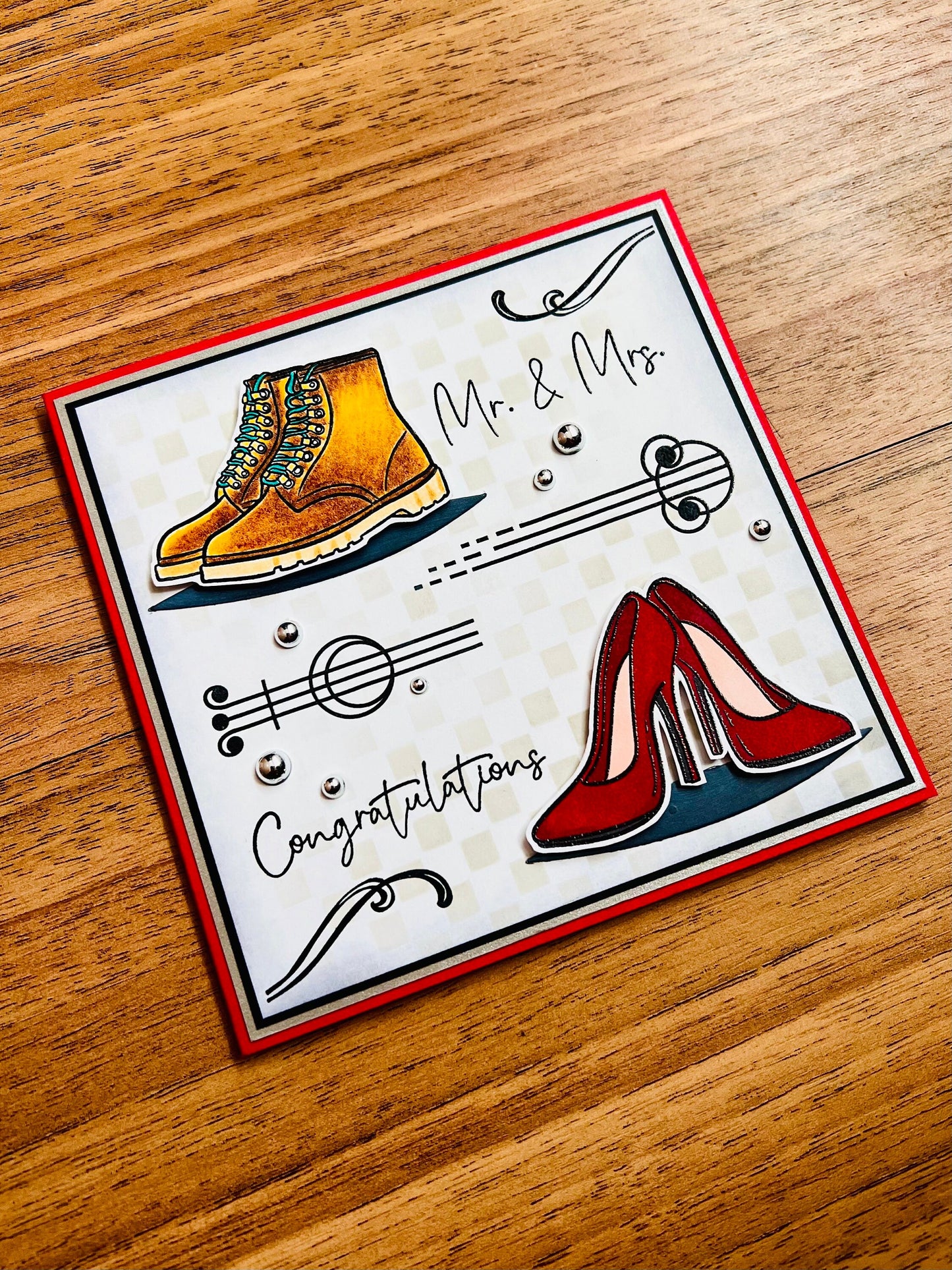 Mr. And Mrs. Congratulations Boots and High Heels Wedding Card