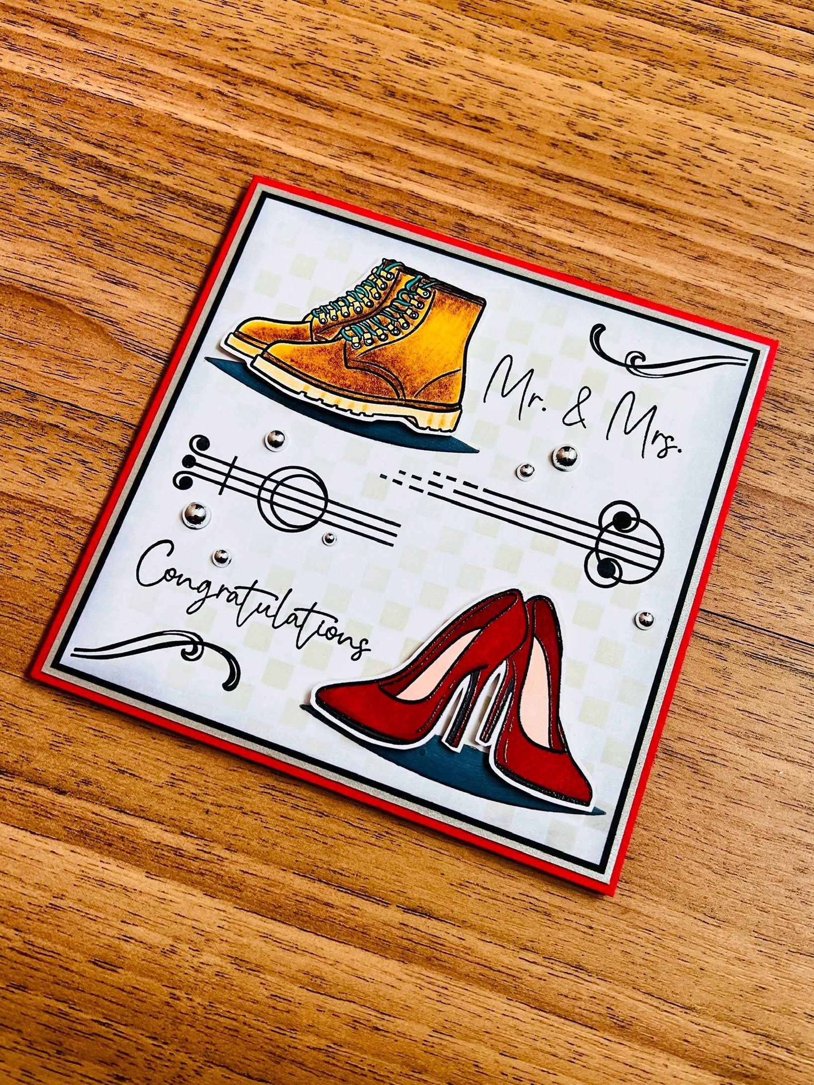Mr. And Mrs. Congratulations Boots and High Heels Wedding Card