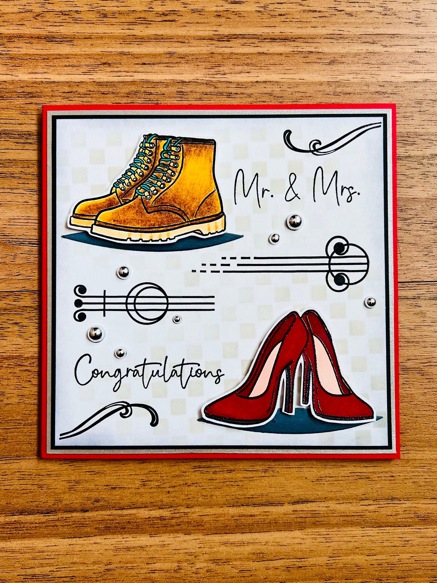 Mr. And Mrs. Congratulations Boots and High Heels Wedding Card