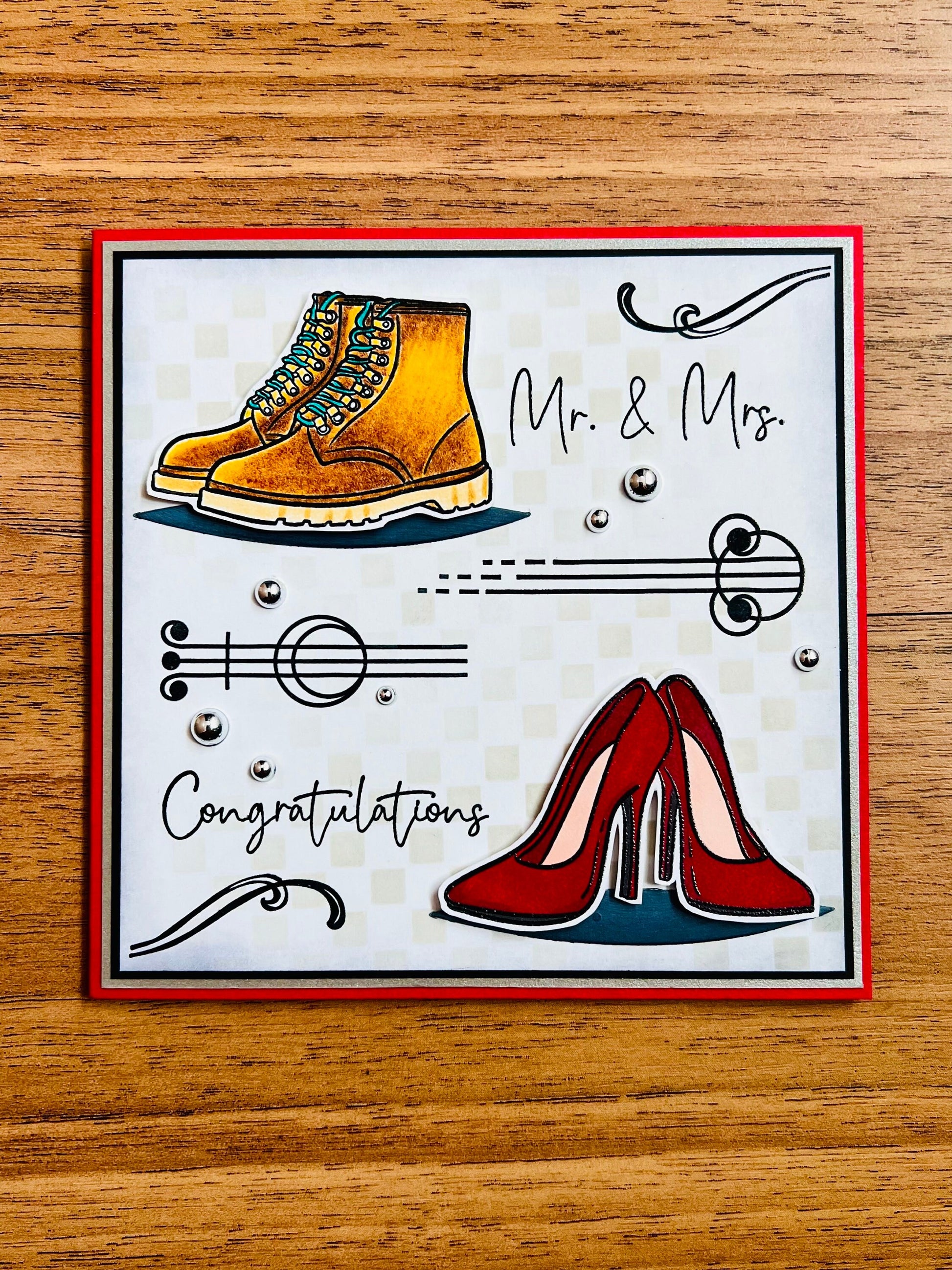 Mr. And Mrs. Congratulations Boots and High Heels Wedding Card