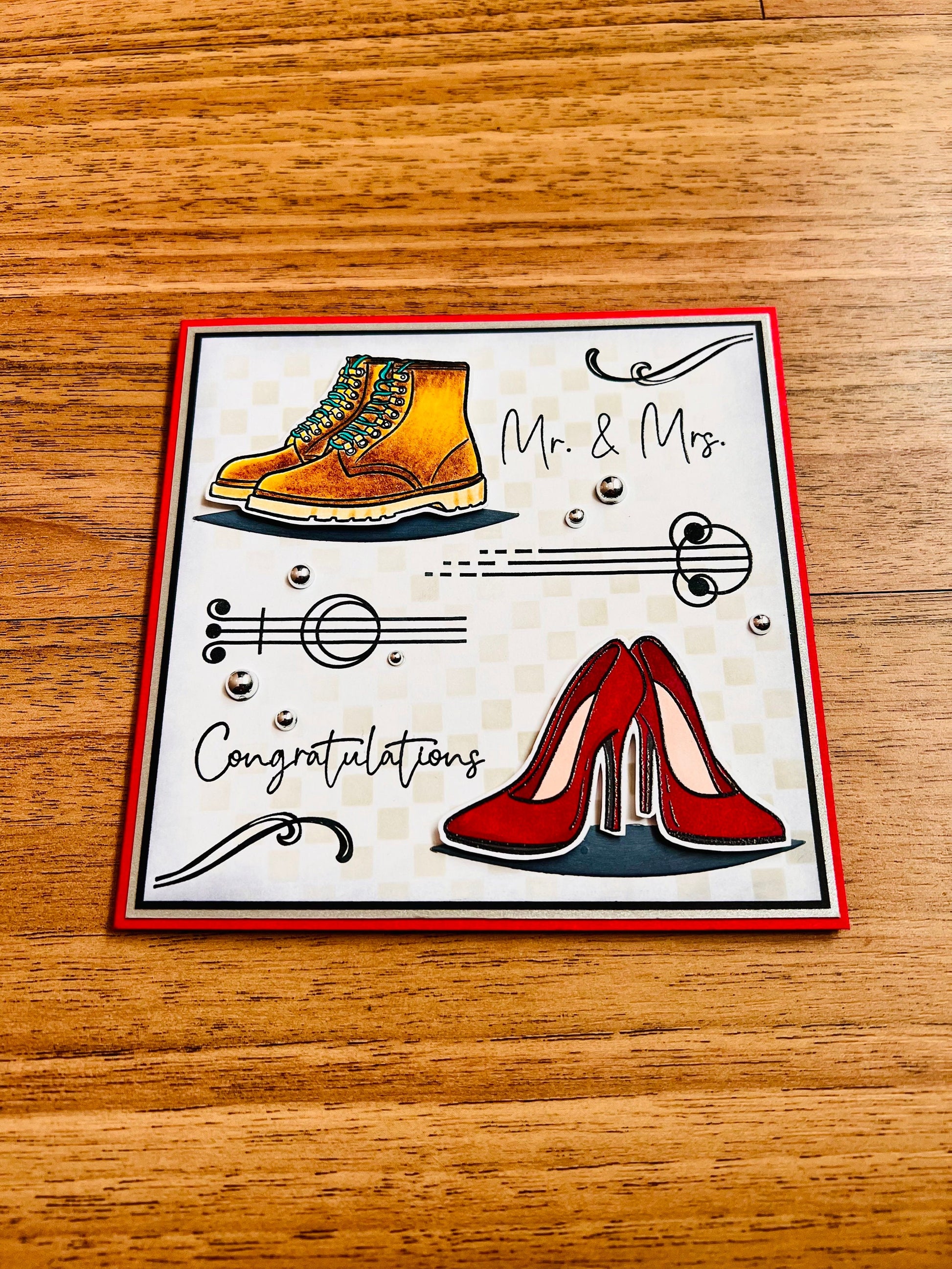 Mr. And Mrs. Congratulations Boots and High Heels Wedding Card