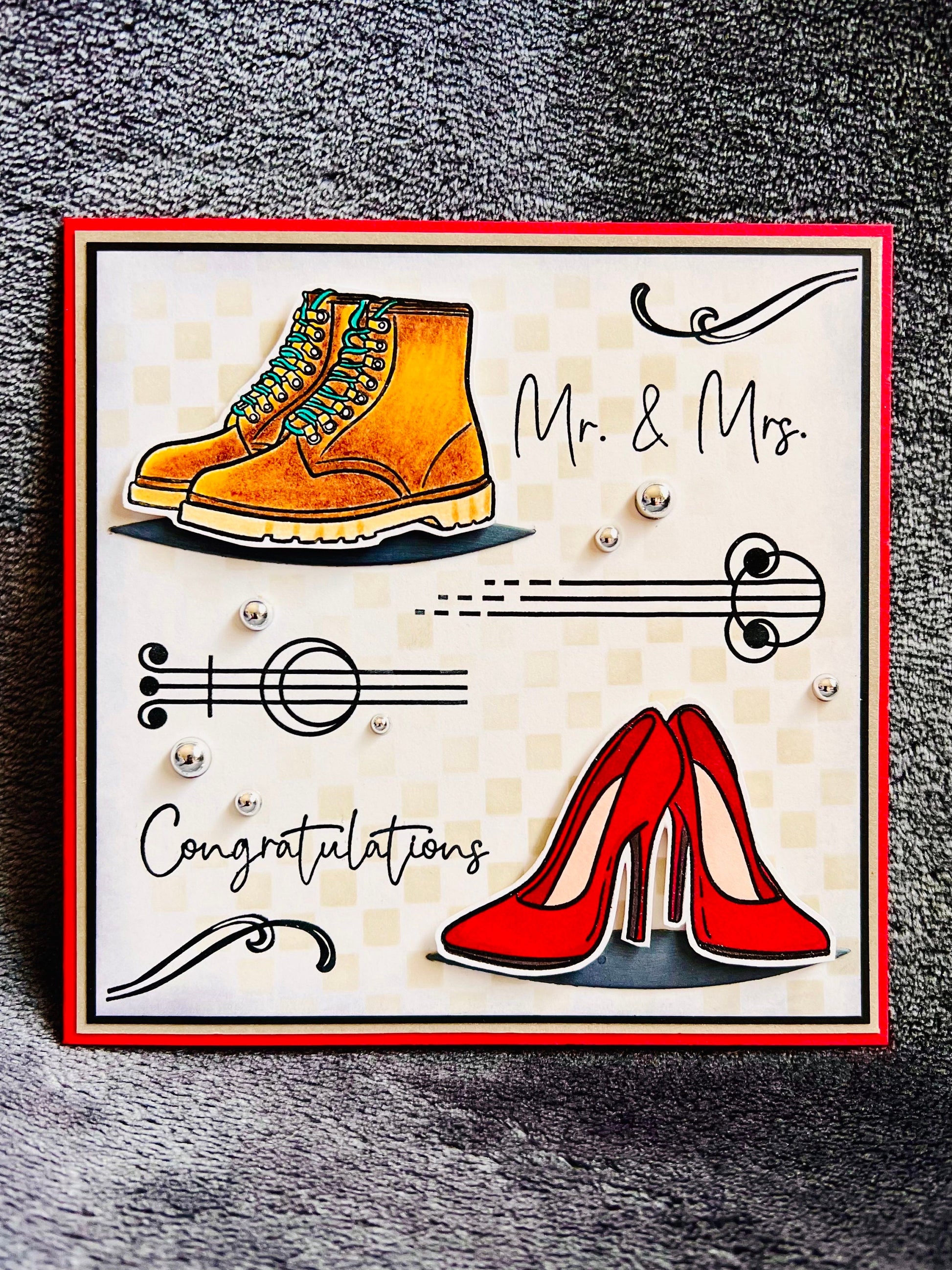 Mr. And Mrs. Congratulations Boots and High Heels Wedding Card