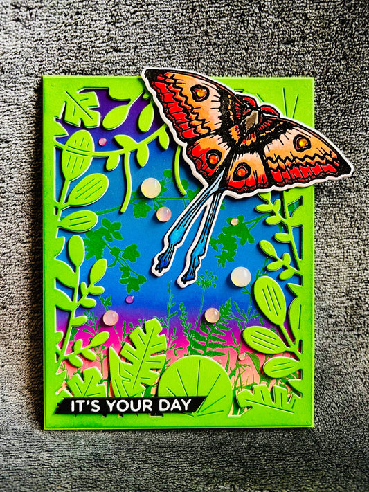 Orange Moth Jungle Leaves Frame It’s Your Day Card