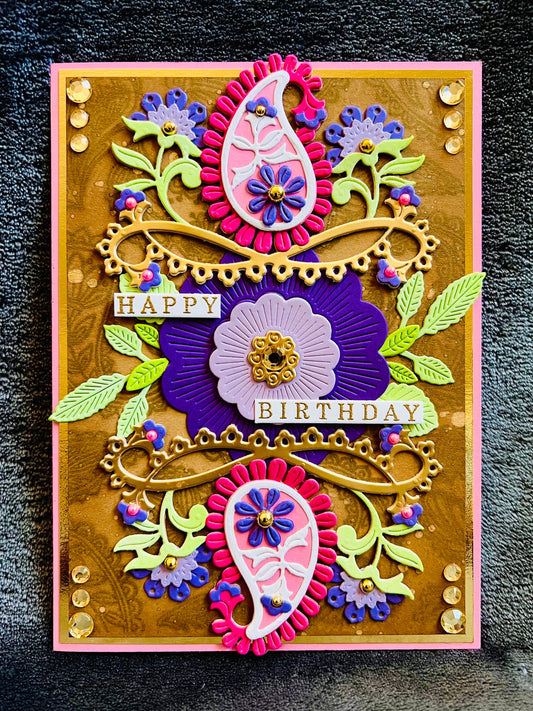 Decorative Floral Paisley Elegant Motif Birthday Card
