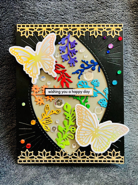 Rainbow Plants and Iridescent Butterflies Happy Day Card