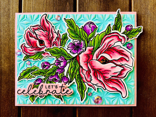 Blooming Pink Blossoms Let’s Celebrate Card