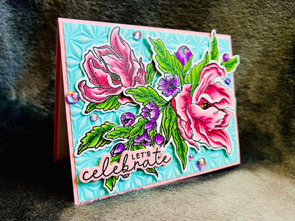 Blooming Pink Blossoms Let’s Celebrate Card
