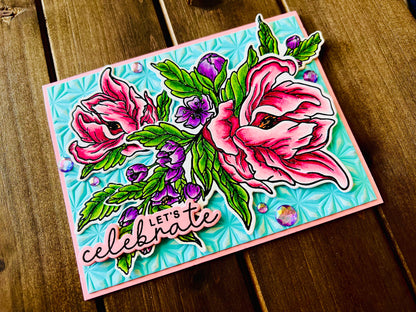 Blooming Pink Blossoms Let’s Celebrate Card