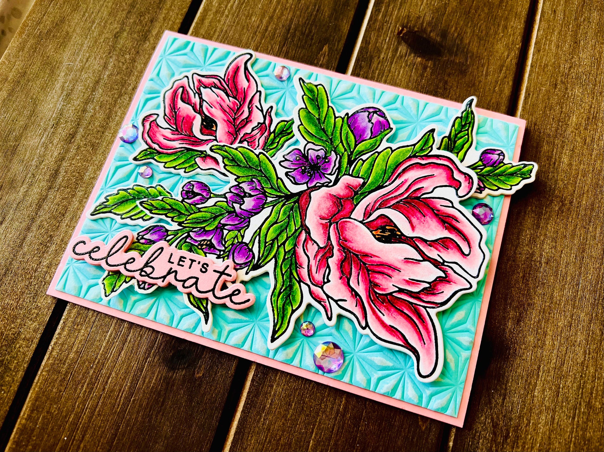 Blooming Pink Blossoms Let’s Celebrate Card