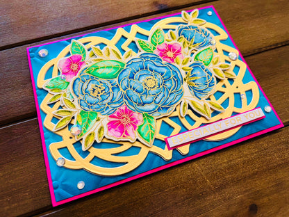 Blue and Pink Watercolored Florals Especially For You Card