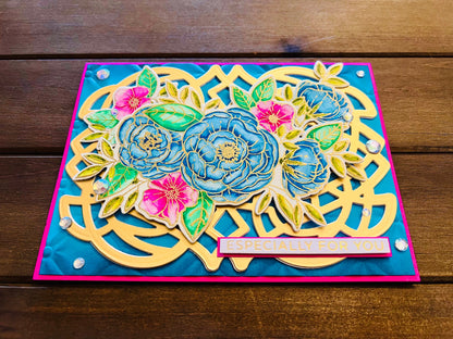 Blue and Pink Watercolored Florals Especially For You Card