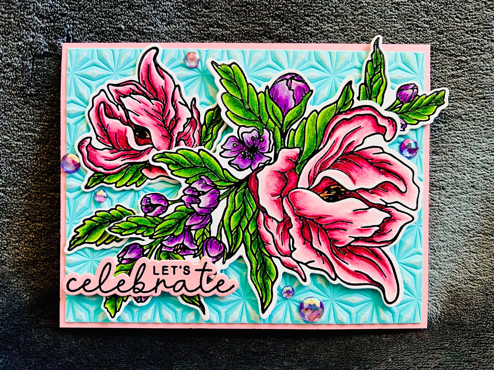 Blooming Pink Blossoms Let’s Celebrate Card