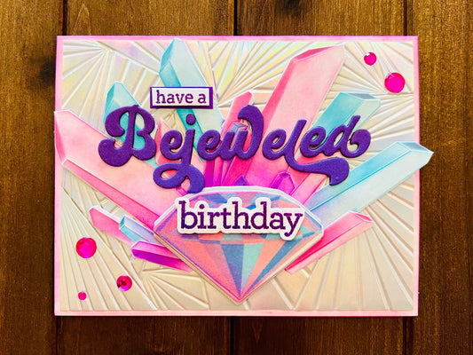Bejeweled Birthday Pink and Blue Gems Card