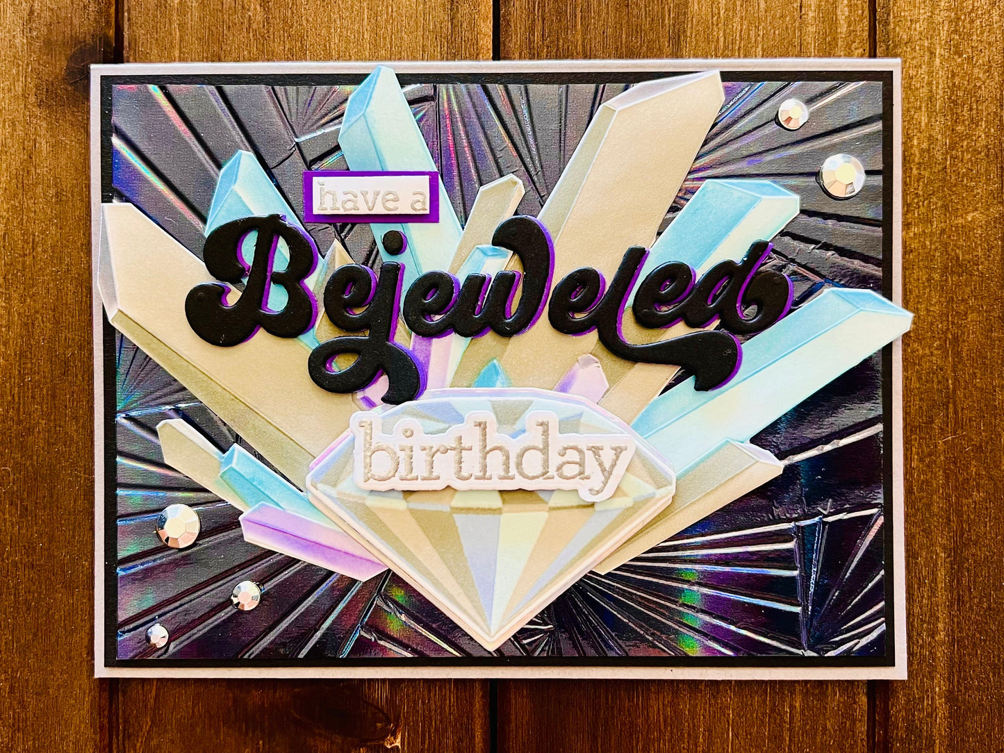Bejeweled Birthday Silver Gems Card