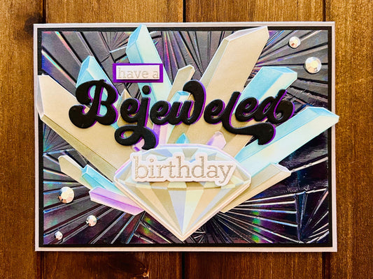 Bejeweled Birthday Silver Gems Card