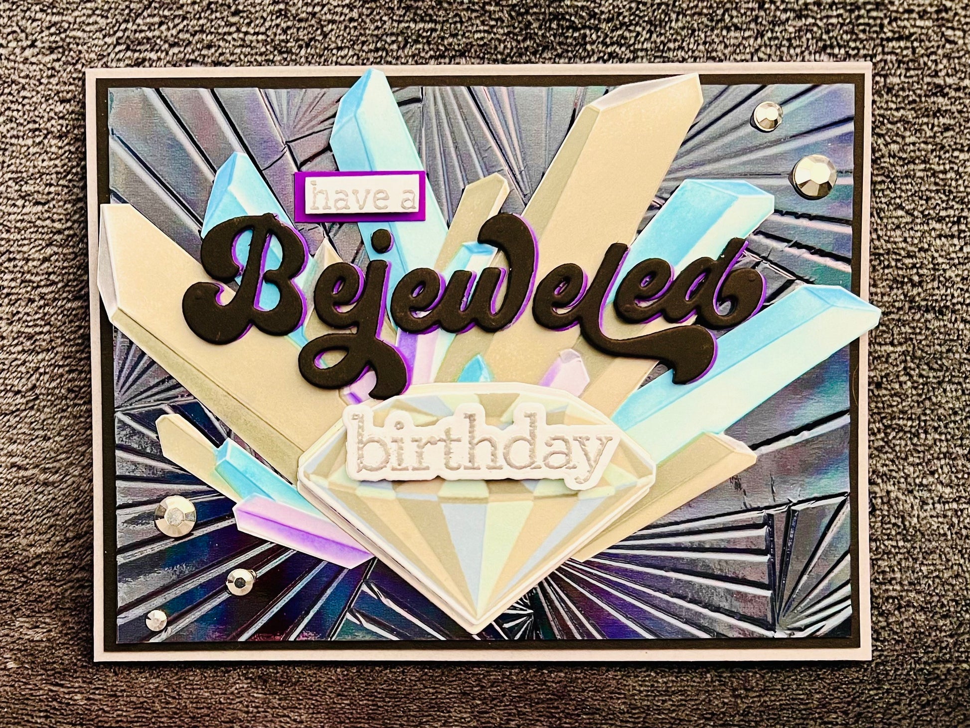 Bejeweled Birthday Silver Gems Card