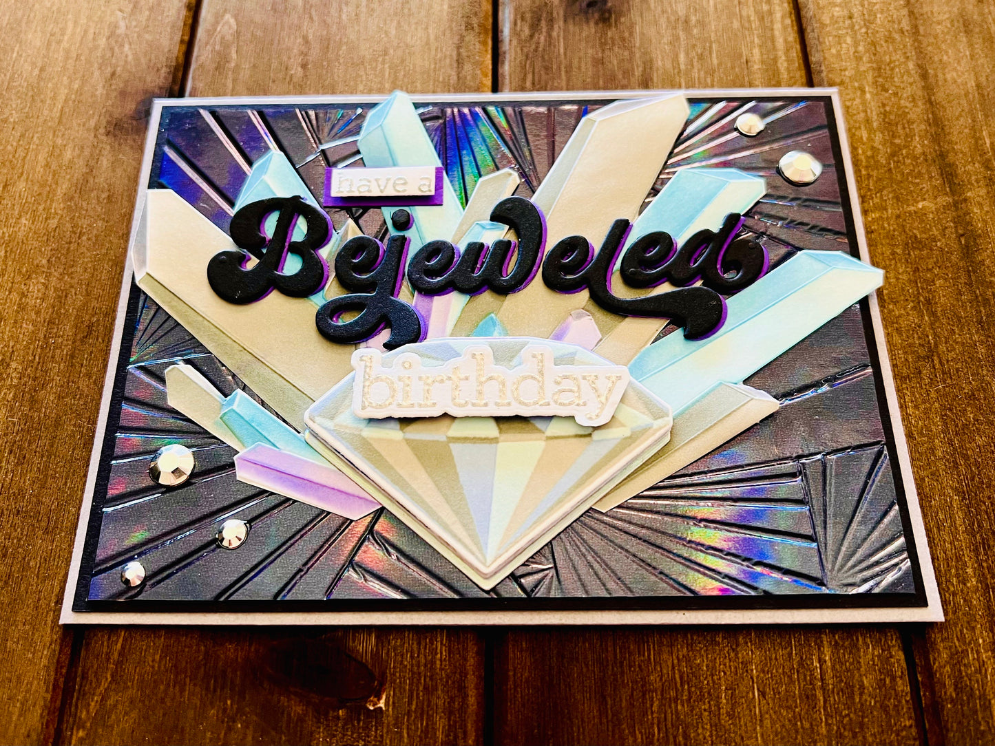 Bejeweled Birthday Silver Gems Card