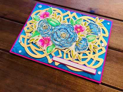 Blue and Pink Watercolored Florals Especially For You Card